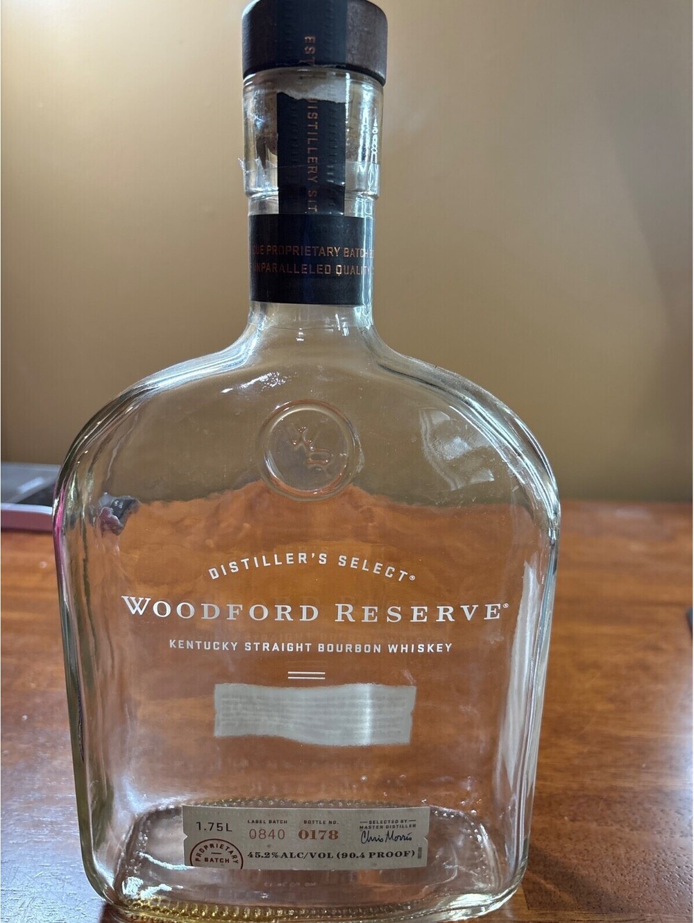 EMPTY Woodford Reserve Double Oaked Kentucky Bourbon Bottle 750 ml Clear Crafts
